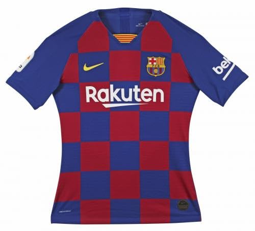 Barcelona Messi Red Checkerboard Soccer Jersey - Autographed