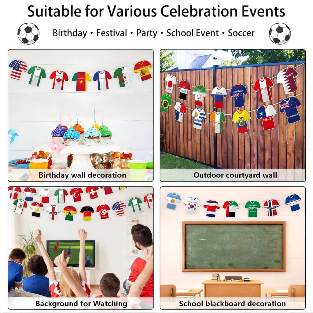 50-Count World Cup Soccer Flags Bunting Banner, International Country String Flags for Decor