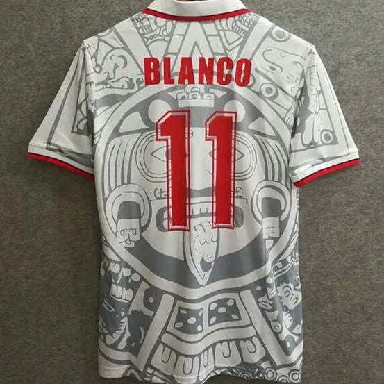 1998 Mexico Away Retro Long Sleeve Soccer Jersey Detail 1