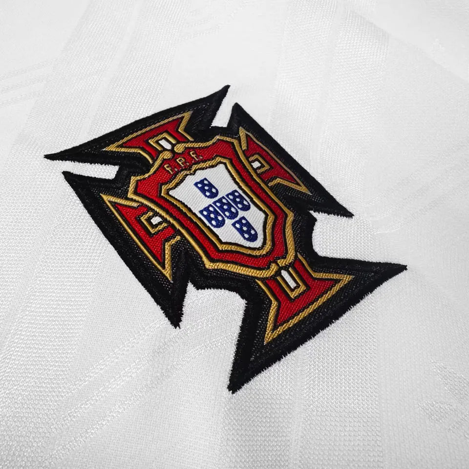 1992/94 Portugal Away White Retro Soccer Jersey Detail 2