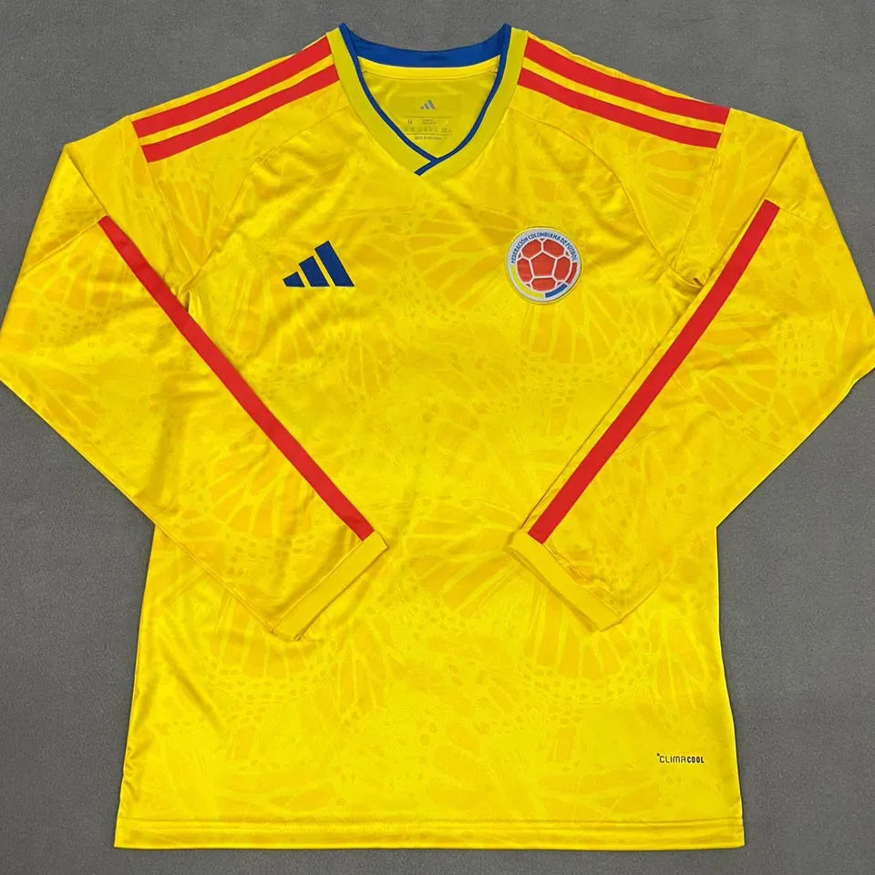 2026/27 Colombia Home Yellow Fans Long Sleeve Soccer Jersey Front