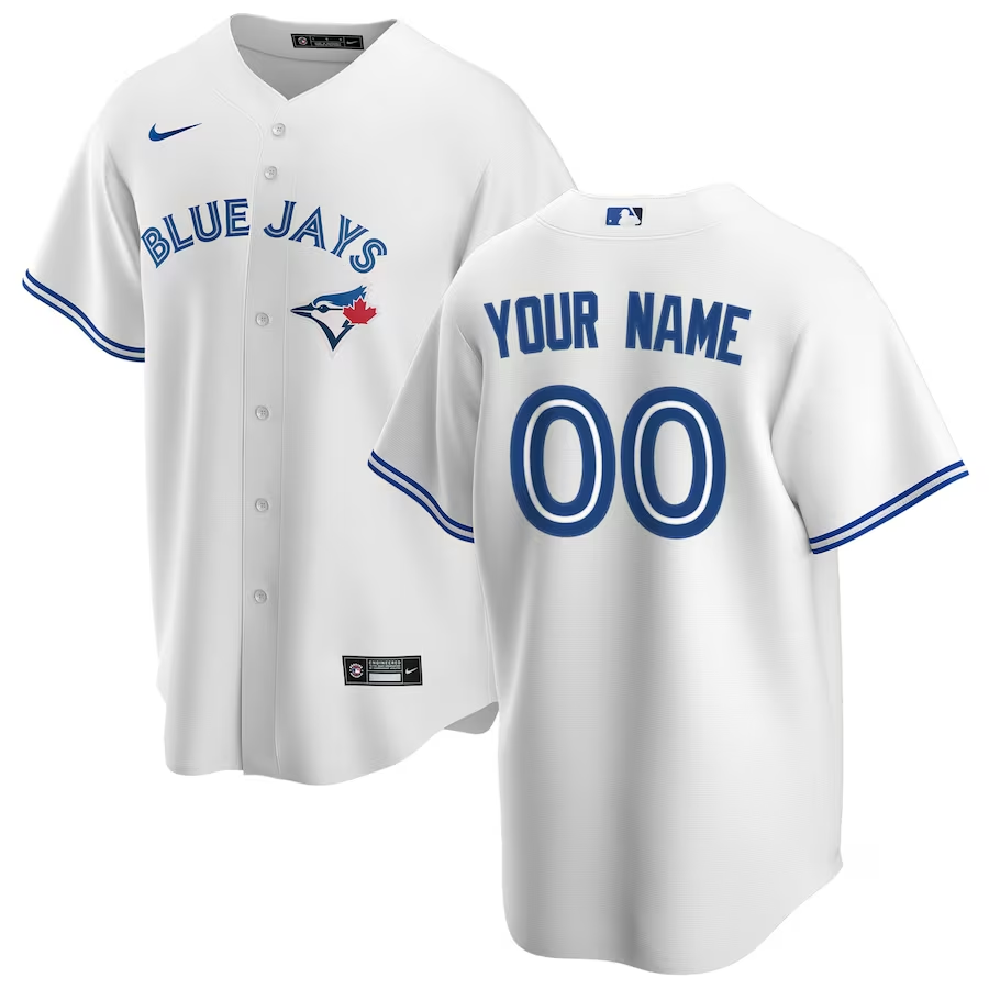 Men's Toronto Blue Jays White Home Replica Custom Jerseys