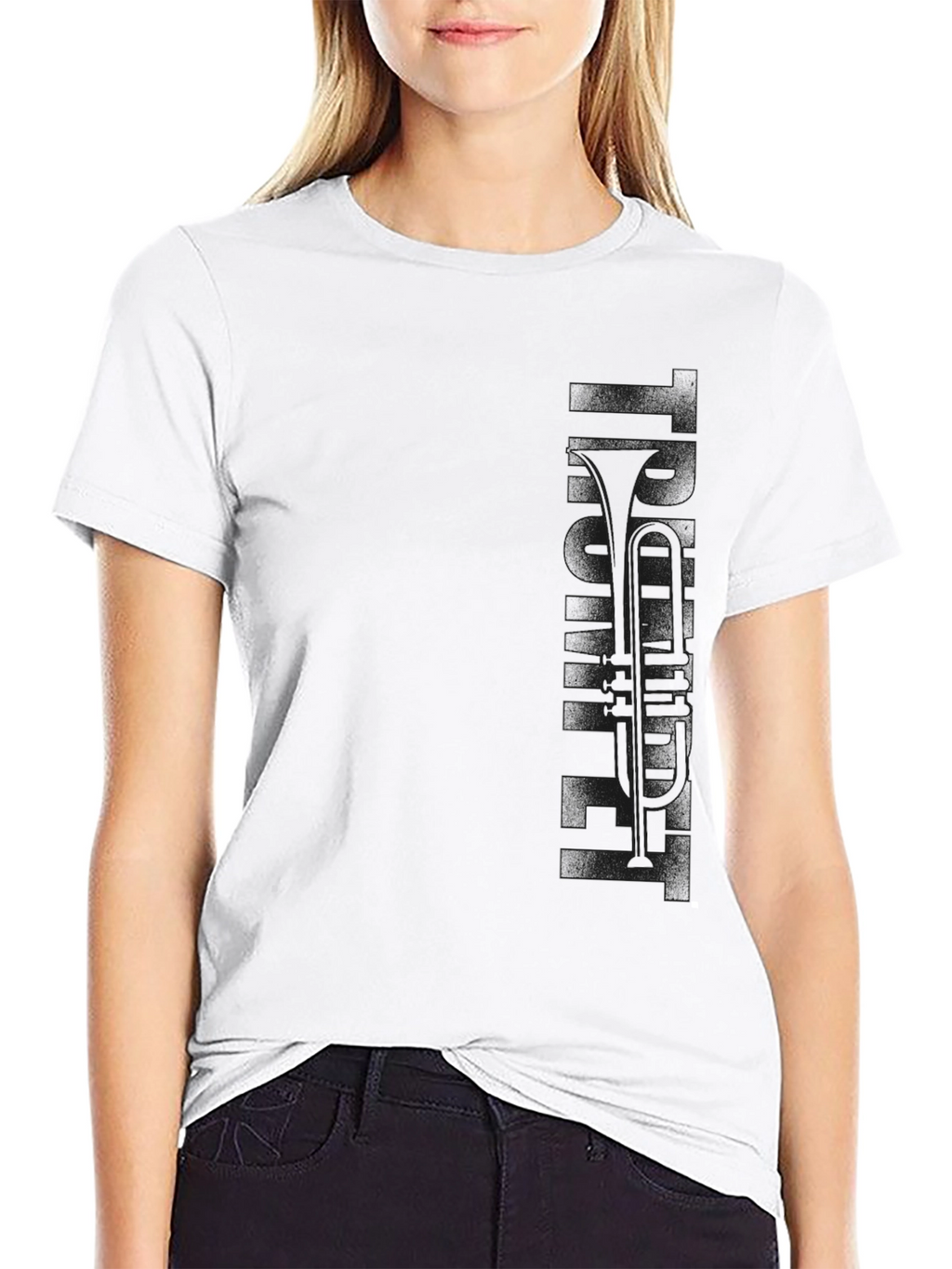 Mens Black Graphic T-Shirt - Trumpet Print
