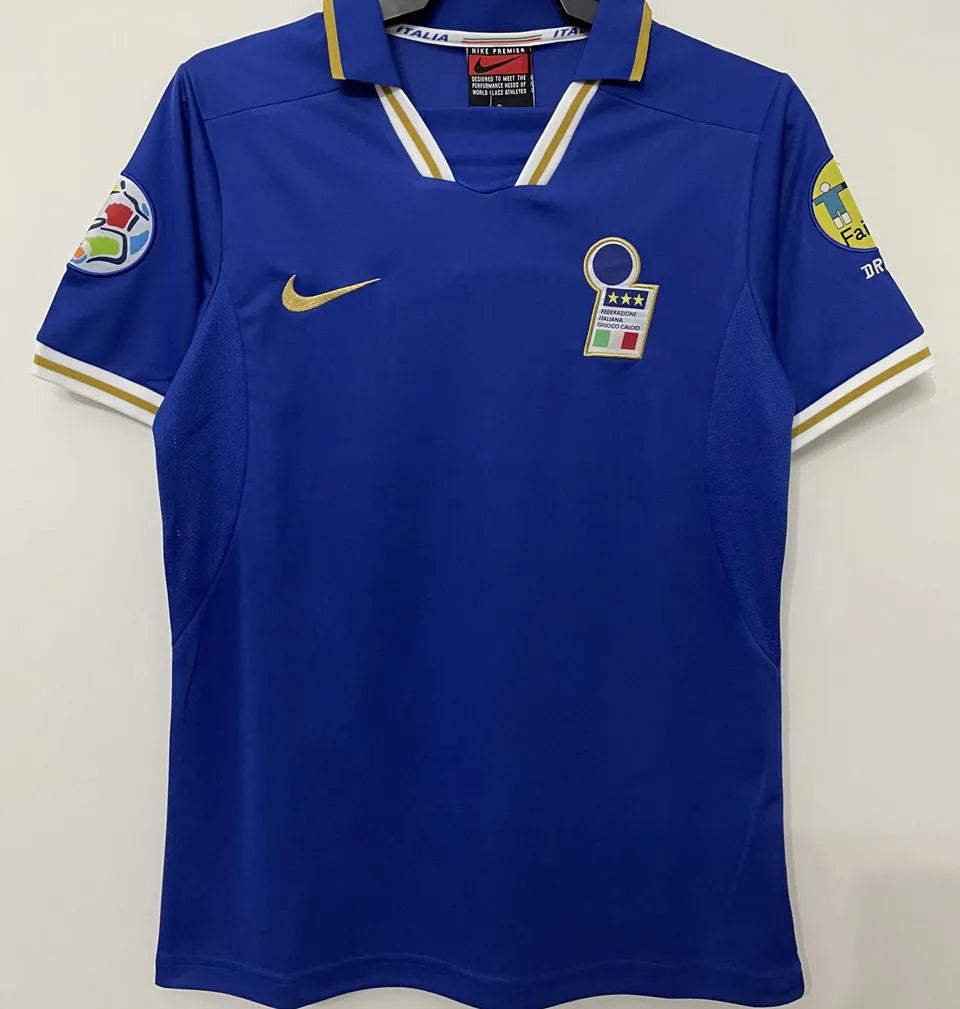 1996 Italy Home Blue Retro Soccer Jersey Front