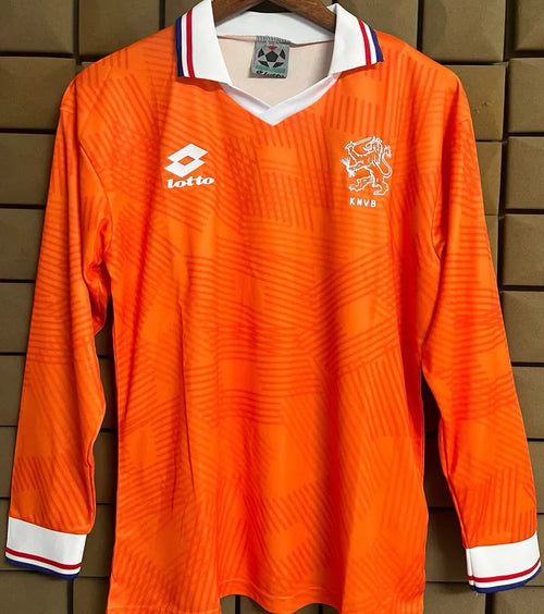 1991/1993 Netherlands Home Orange Retro Long Sleeve Soccer Jersey Front