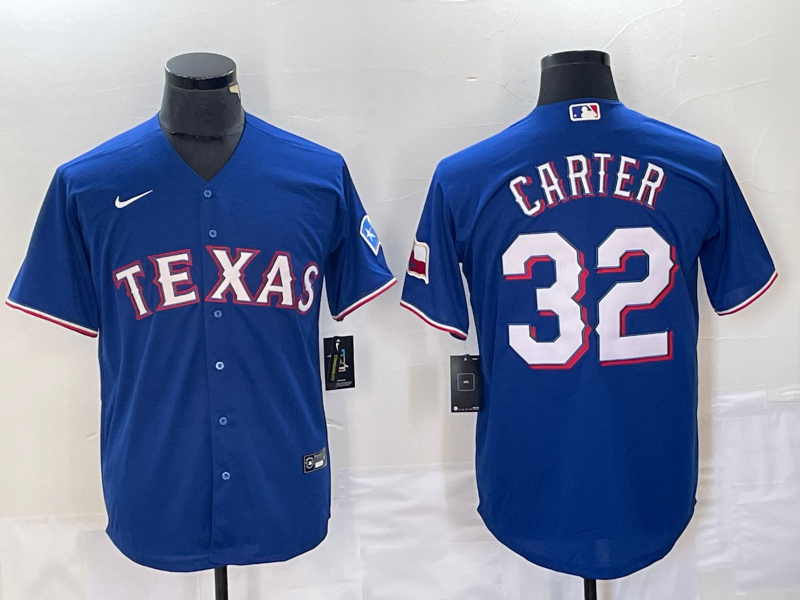 Men's Texas Rangers Evan Carter #32 Blue Replica Player Jerseys