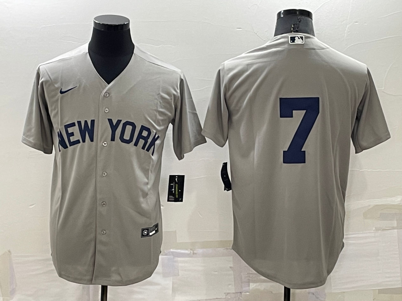 Men's New York Yankees Mickey Mantle #7 Gray Replica Player Name Jerseys