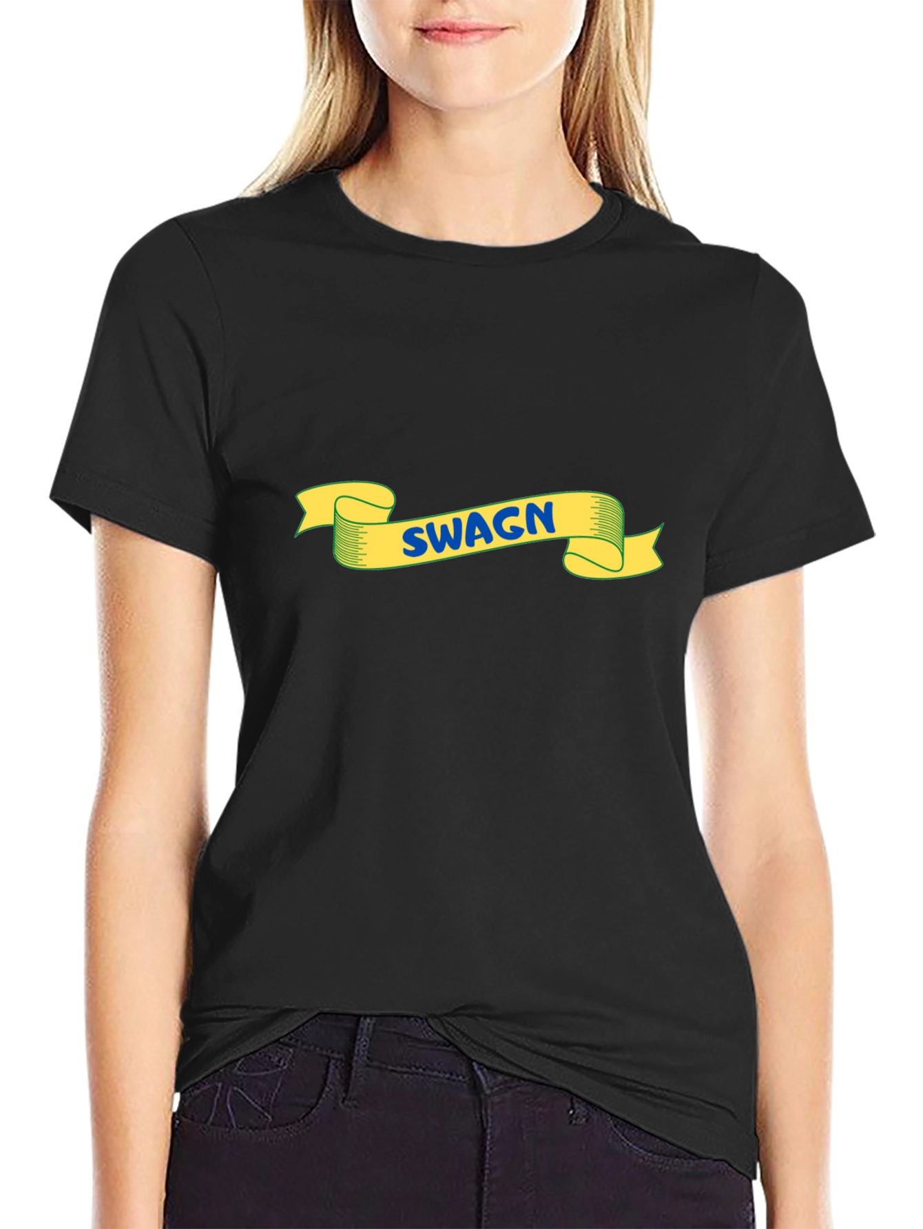 Swagn T-Shirt - Black Crew Neck Tee
