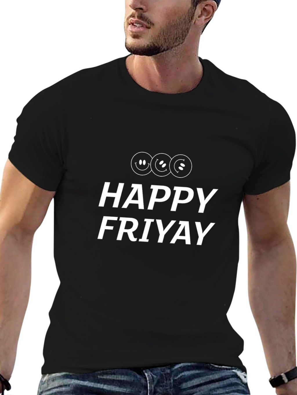 Happy Friyay Black Graphic Tee