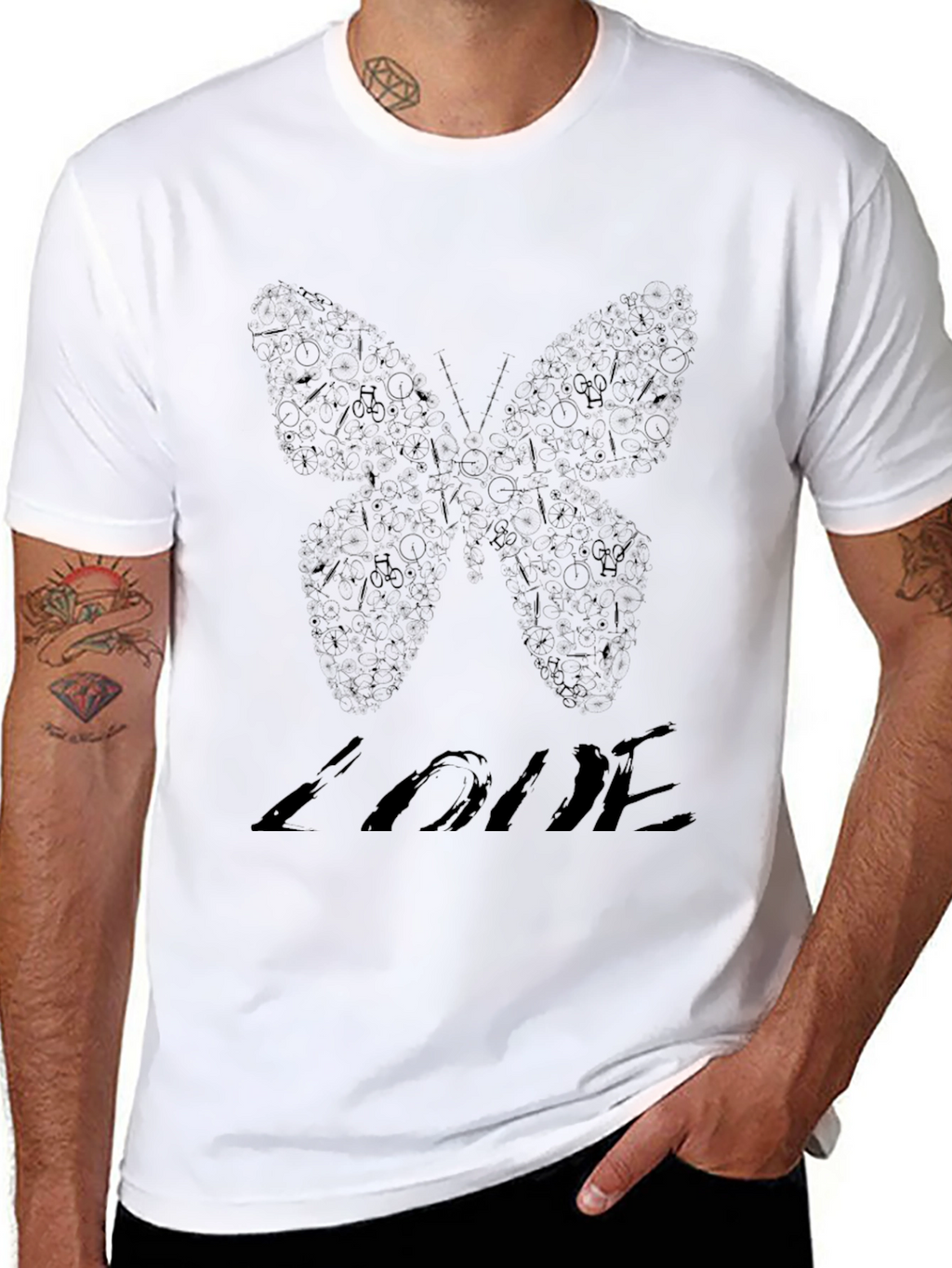 Butterfly Love Graphic Black Tee Shirt