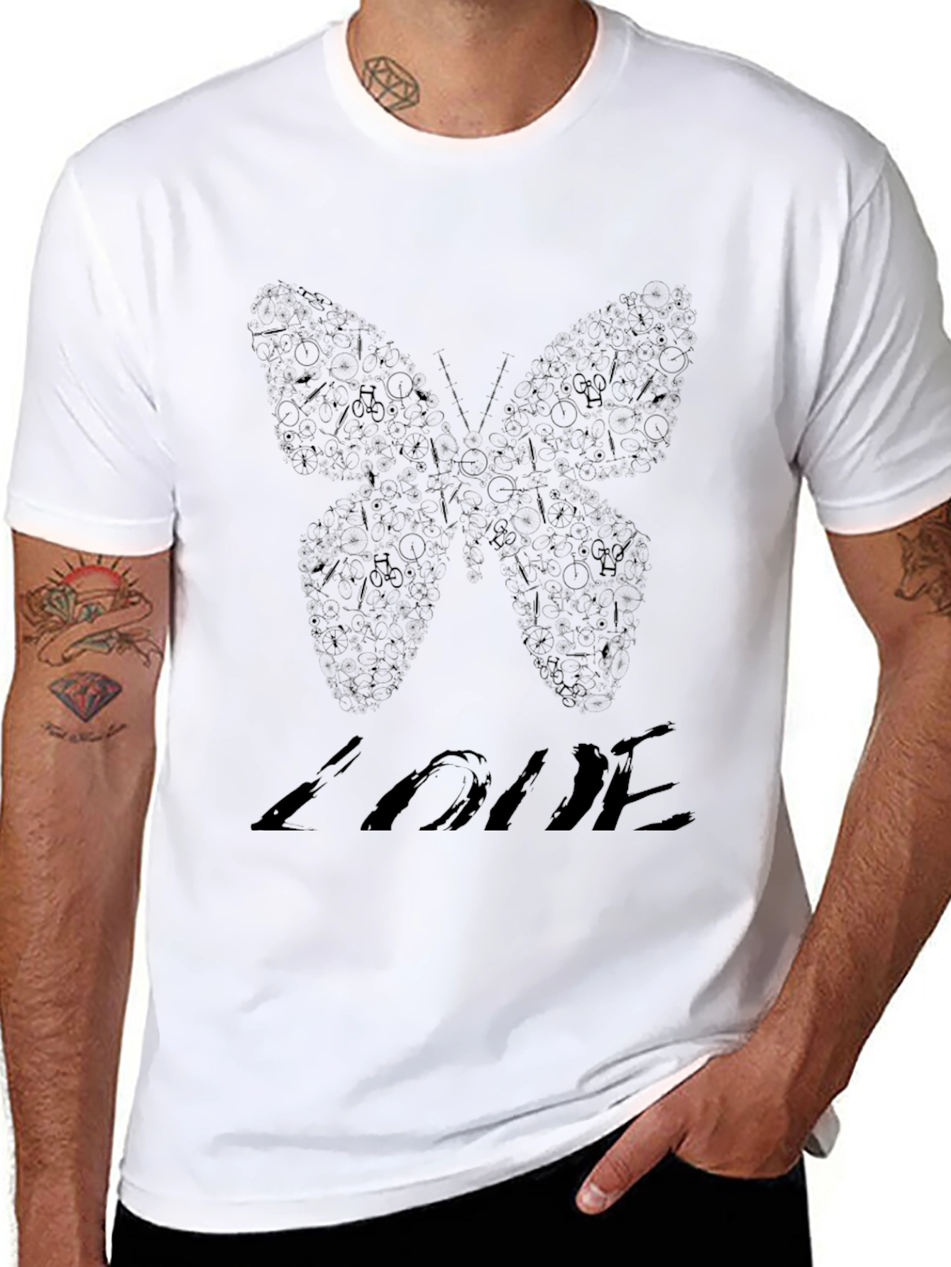 Butterfly Love Graphic Black Tee Shirt