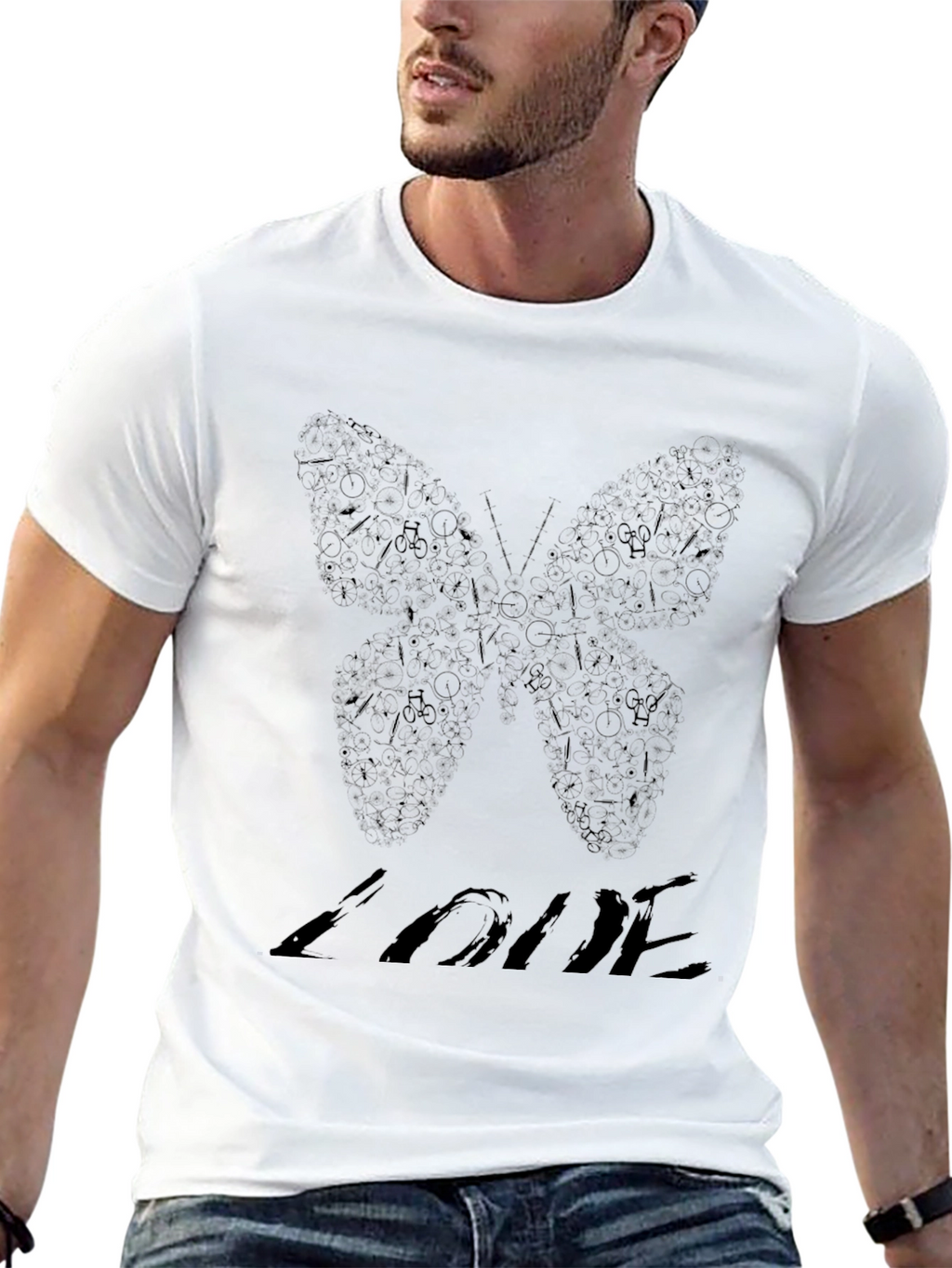 Butterfly Love Graphic Black Tee Shirt