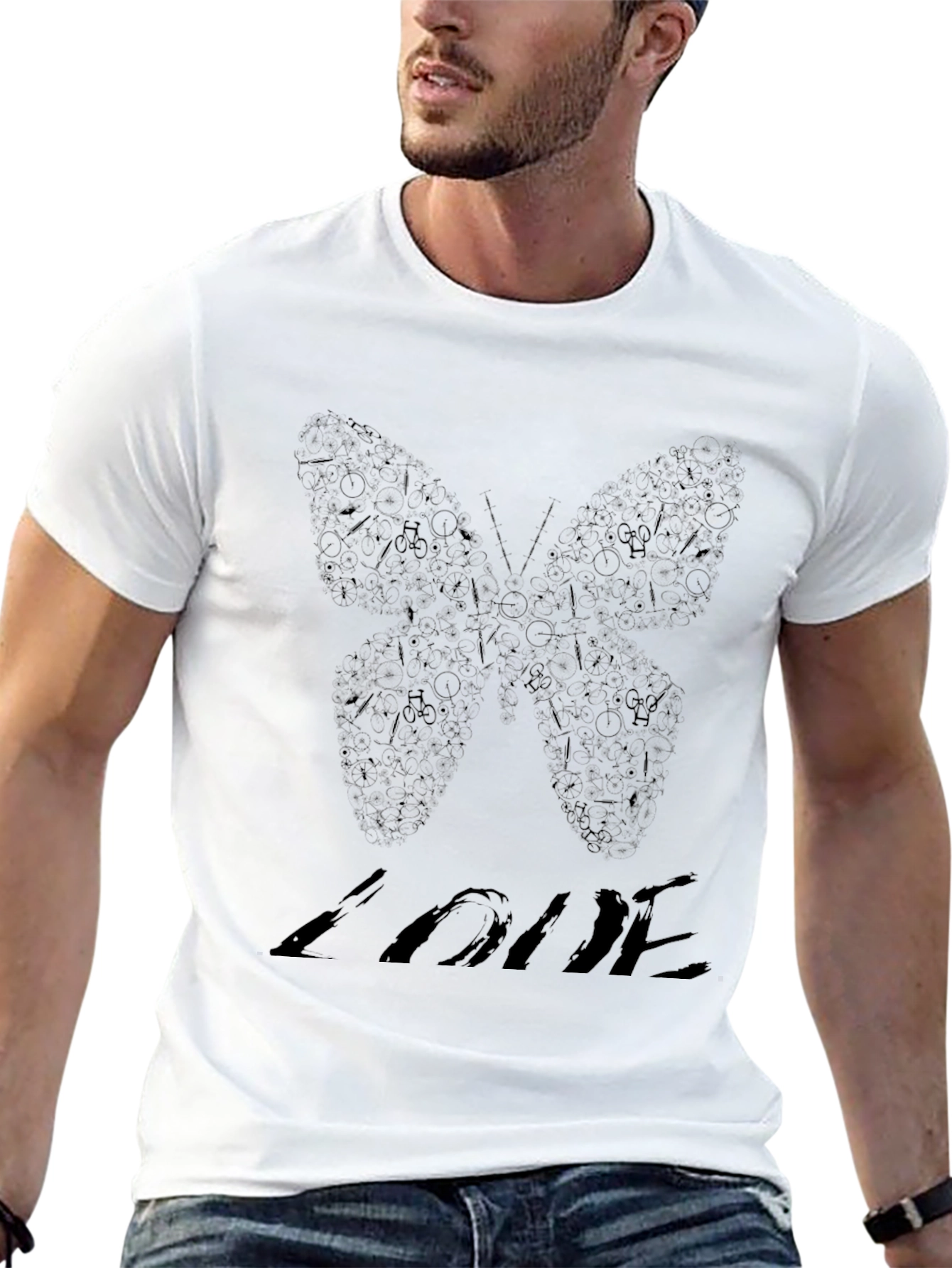 Butterfly Love Graphic Black Tee Shirt