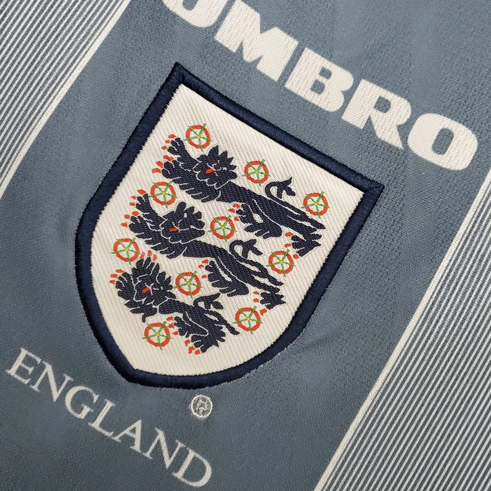 1996 England Away Grey Retro Soccer Jersey Detail 3