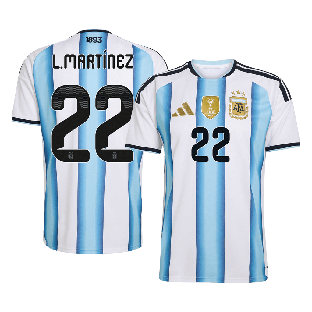 L.MARTÍNEZ #22 Argentina Home Soccer Jersey World Cup 2026 Blue&White Front