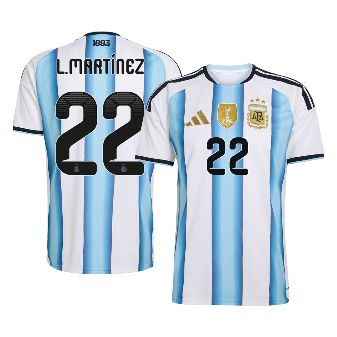 L.MARTÍNEZ #22 Argentina Home Soccer Jersey World Cup 2026 Blue&White Front