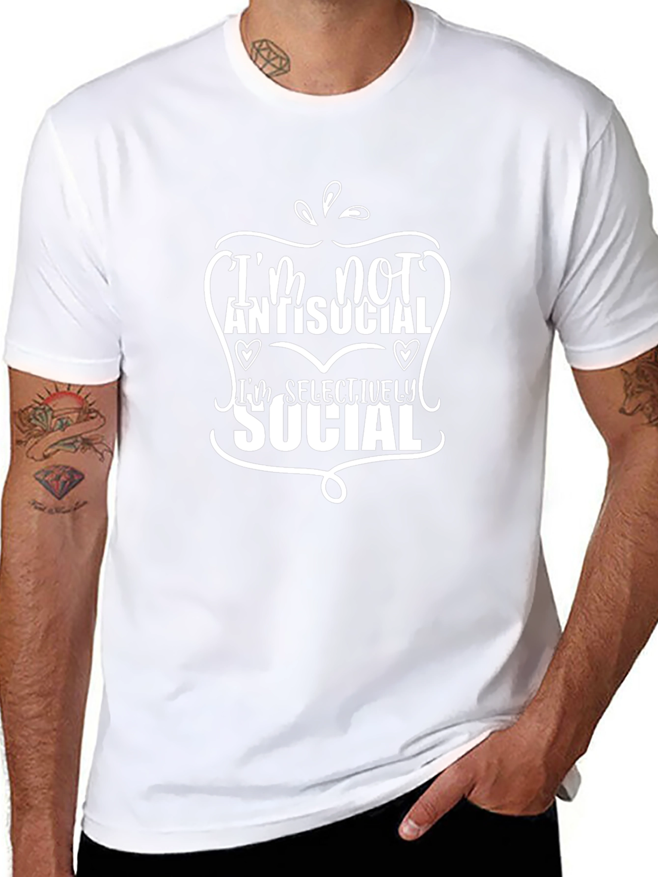 Im Not Antisocial Mens Black Graphic Tee