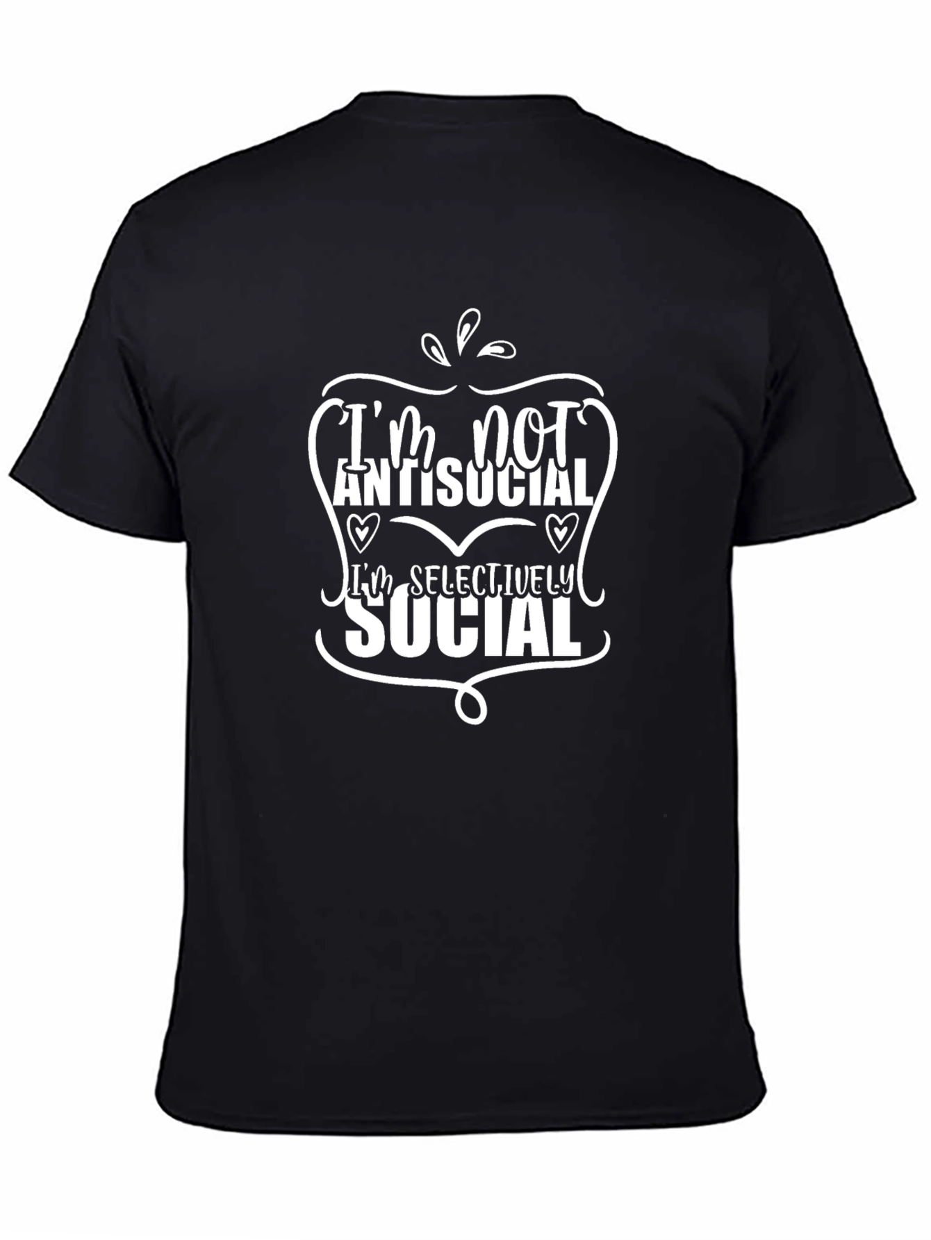 Im Not Antisocial Mens Black Graphic Tee
