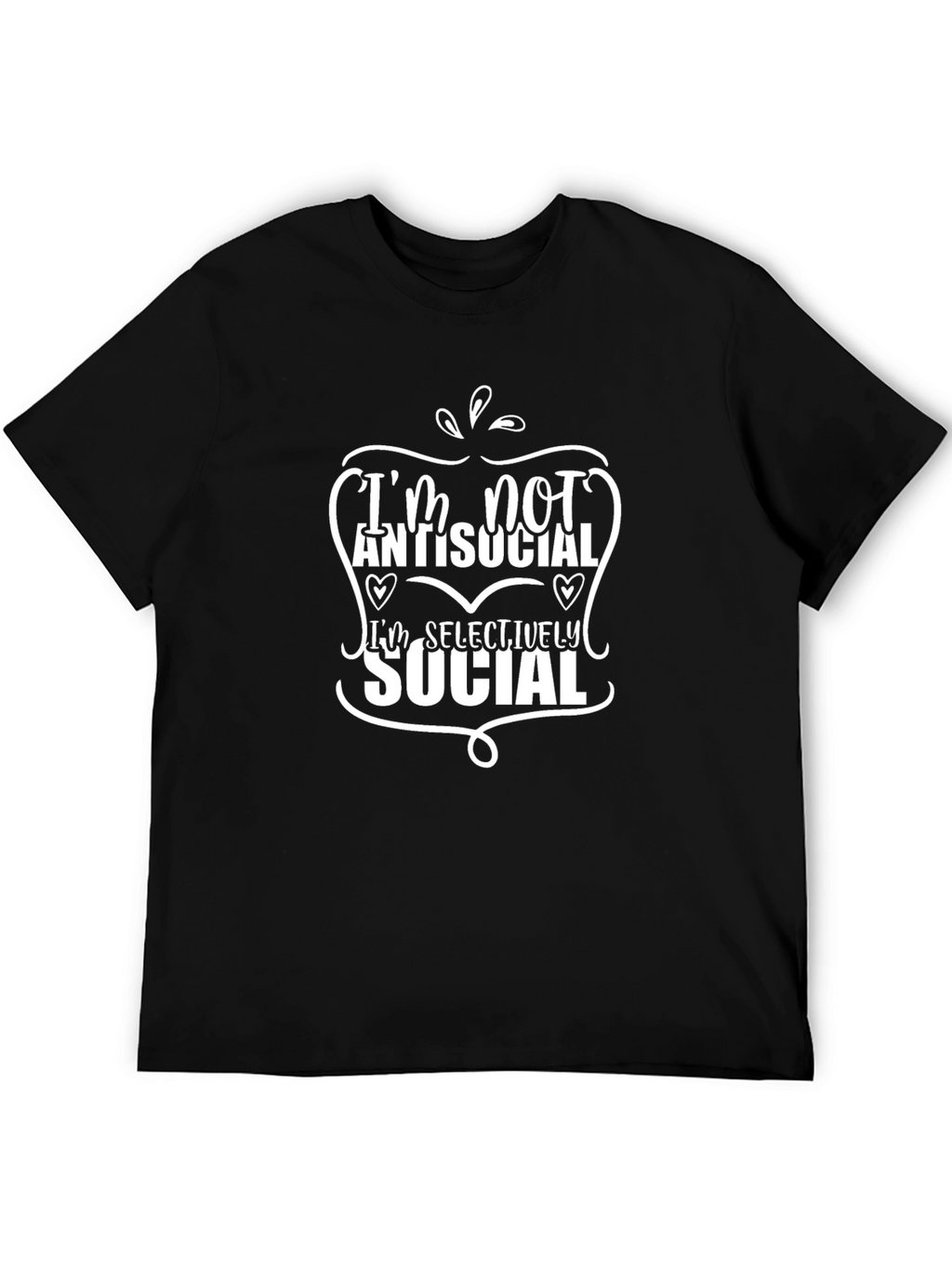 Im Not Antisocial Mens Black Graphic Tee
