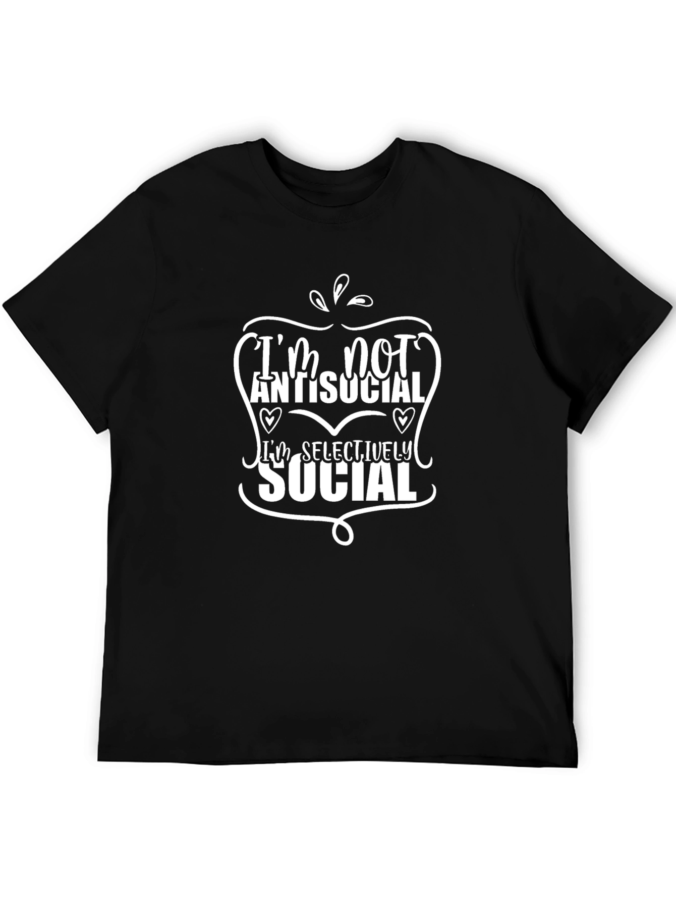 Im Not Antisocial Mens Black Graphic Tee