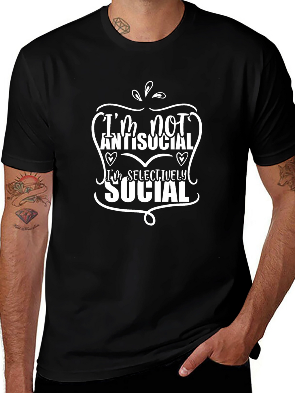 Im Not Antisocial Mens Black Graphic Tee