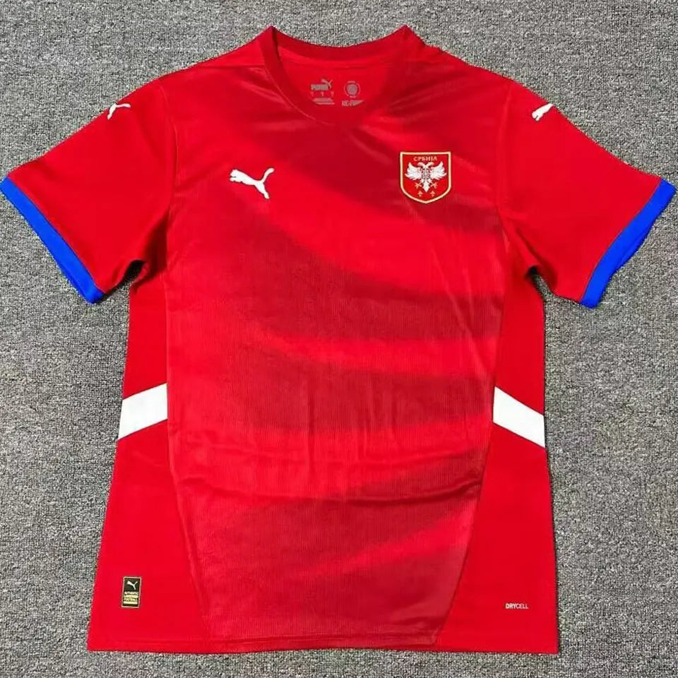 2024/25 Serbia Home Red Fans Soccer Jersey Front