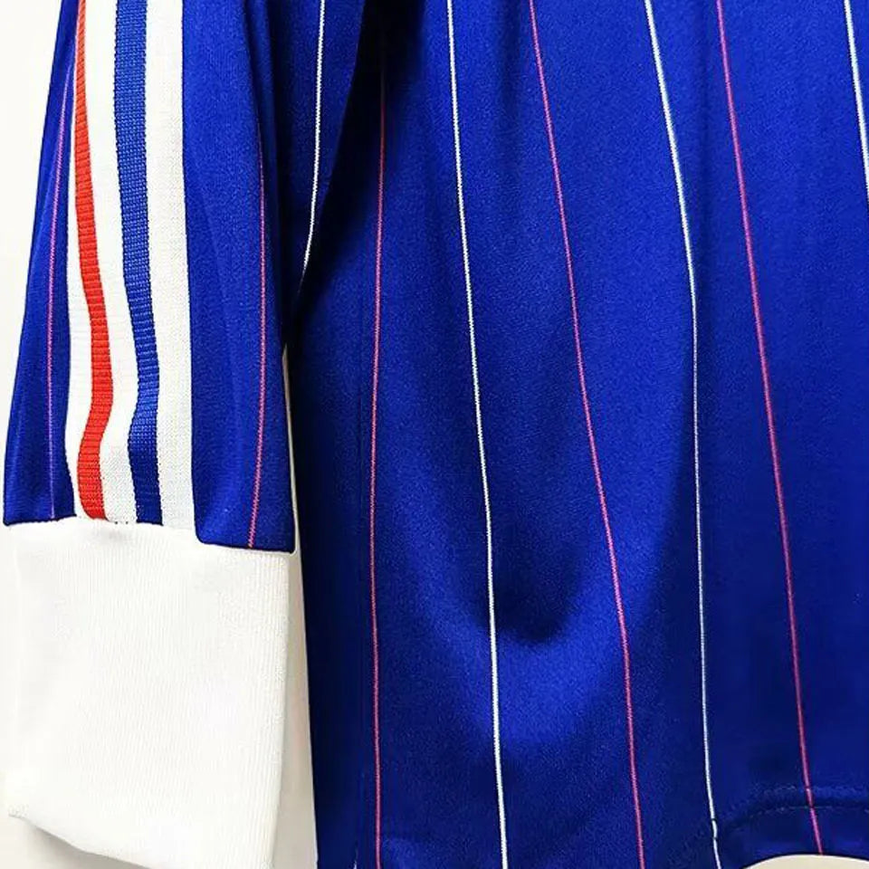 1980/82 France Home Blue Retro Long Sleeve Jersey Detail 3