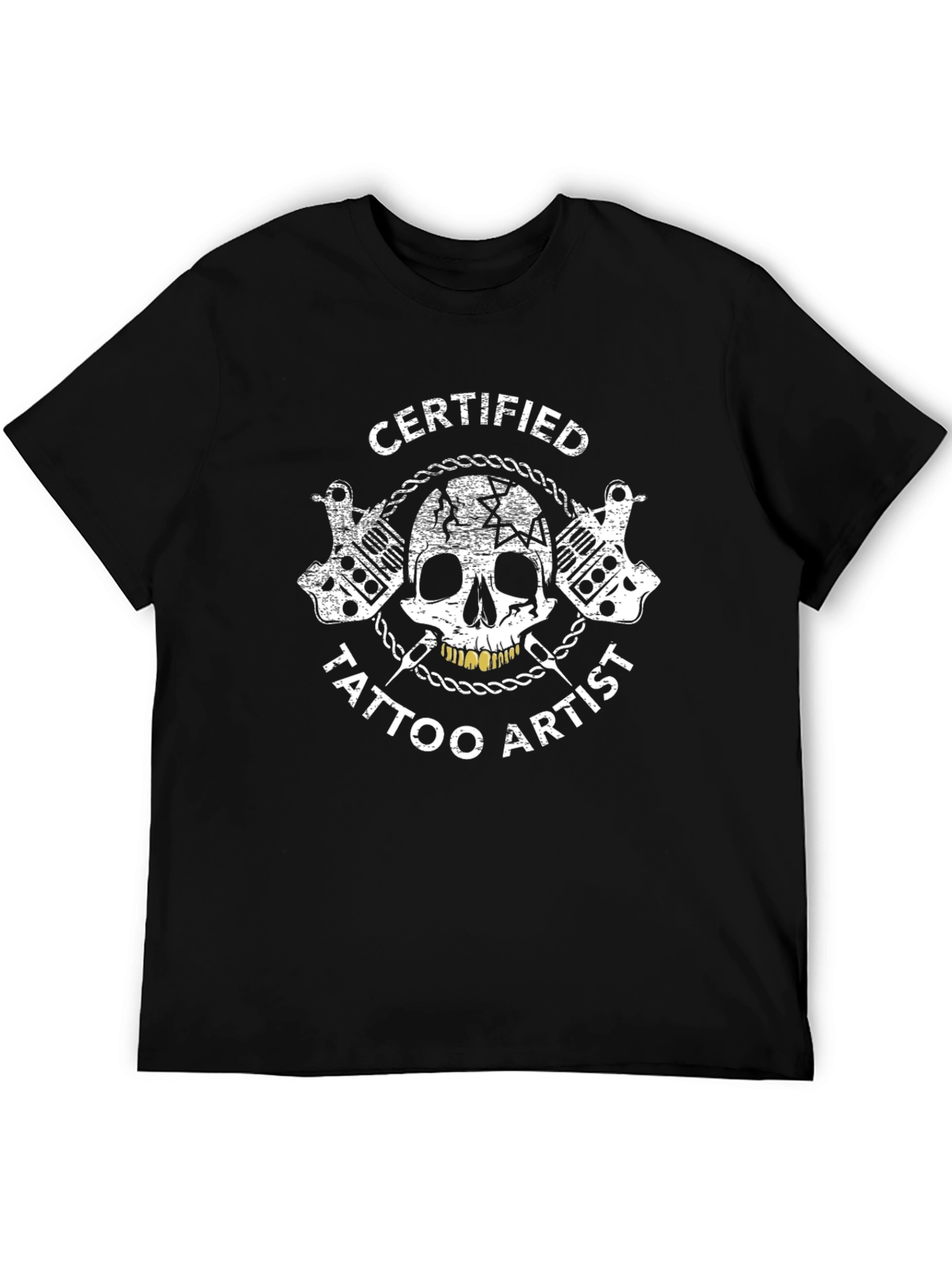Certified Tattoo Artist Black T-Shirt Skull Graphic