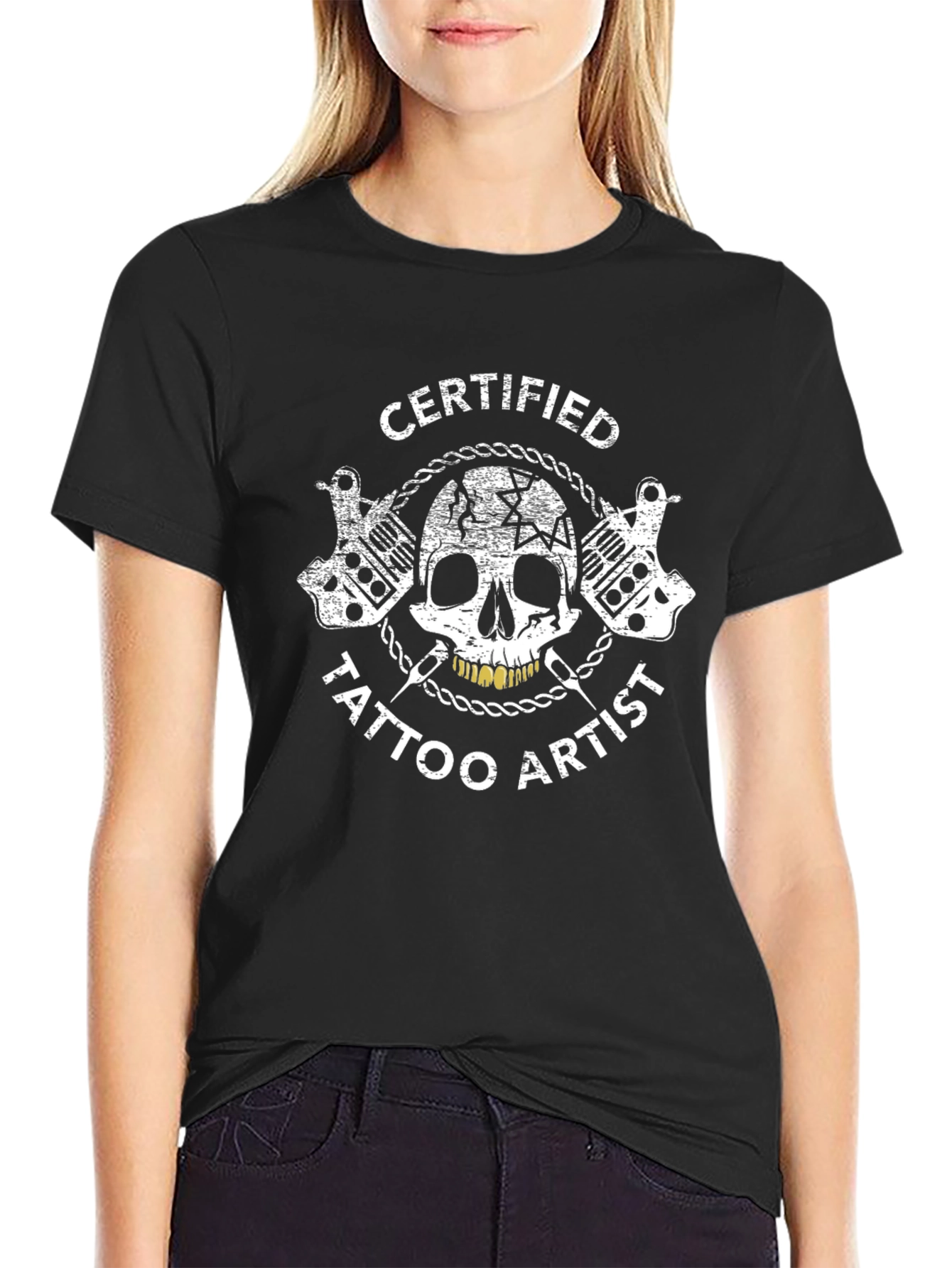 Certified Tattoo Artist Black T-Shirt Skull Graphic
