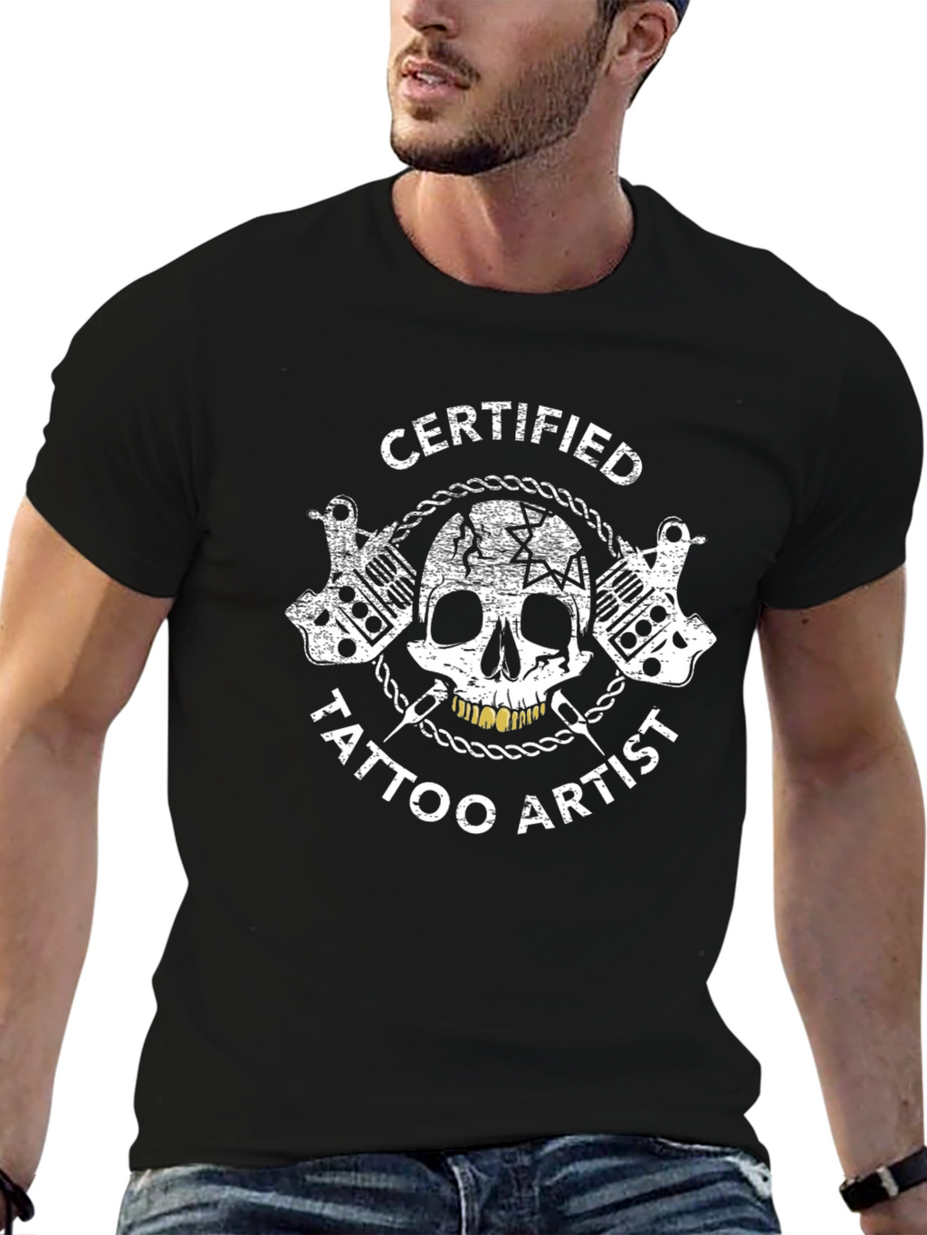 Certified Tattoo Artist Black T-Shirt Skull Graphic