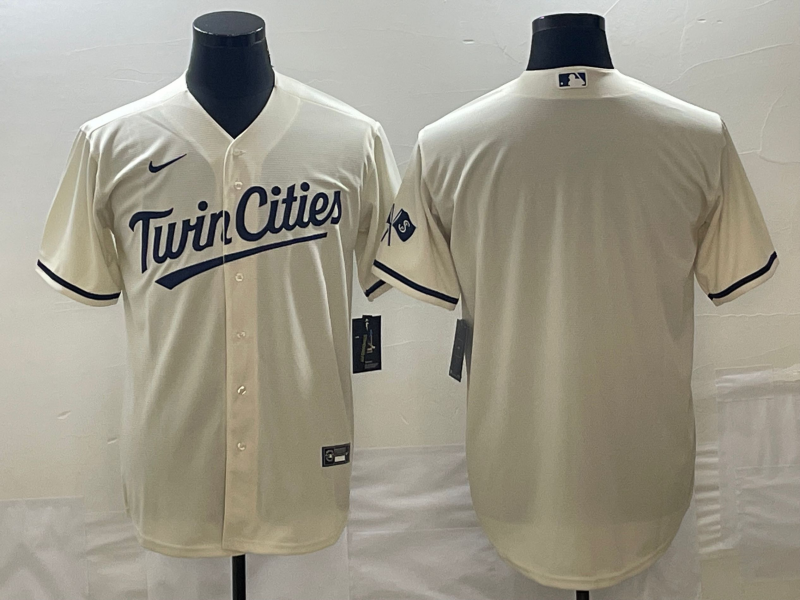 Men's Minnesota Twins Beige Alternate Replica Team Blank Jerseys