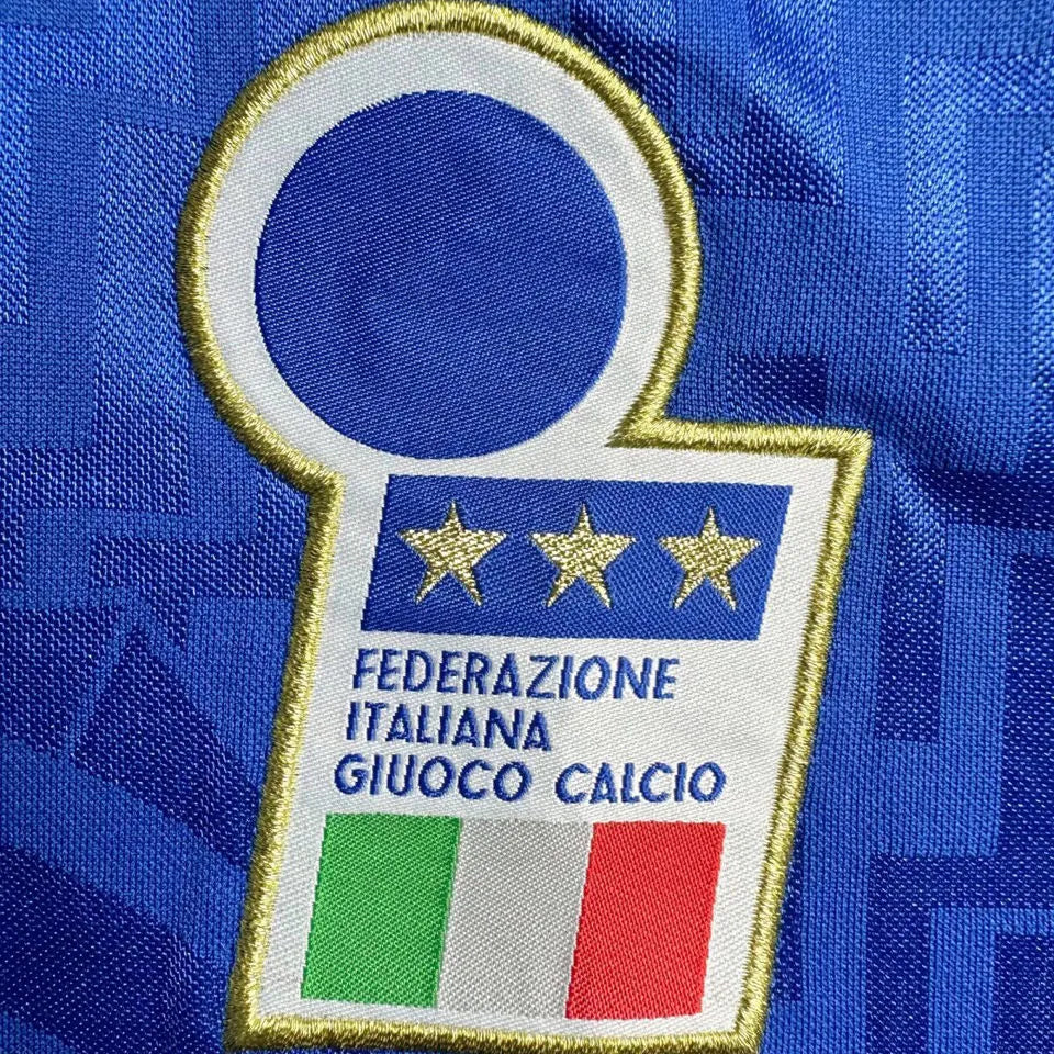 1995 Italy Home Blue Retro Soccer Jersey Detail 3