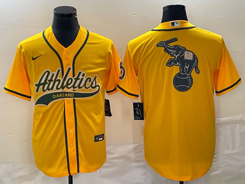 Men's Oakland Athletics Gold Replica Game Jerseys Joint Edition