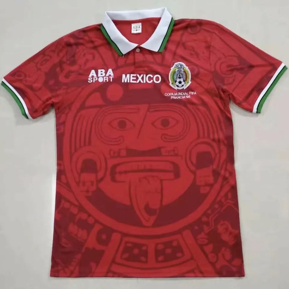 1998 Mexico Red Retro Soccer Jersey Front
