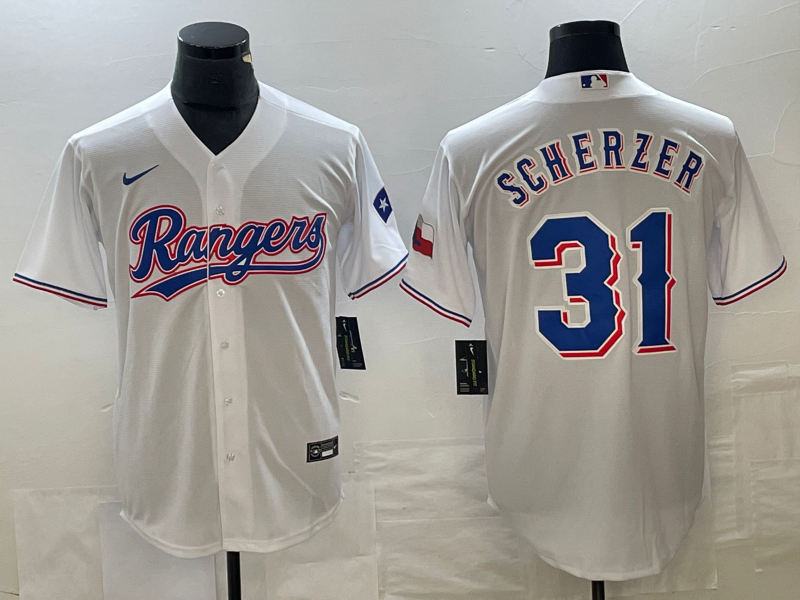 Men's Texas Rangers Max Scherzer #31 White Home Replica Player Jerseys