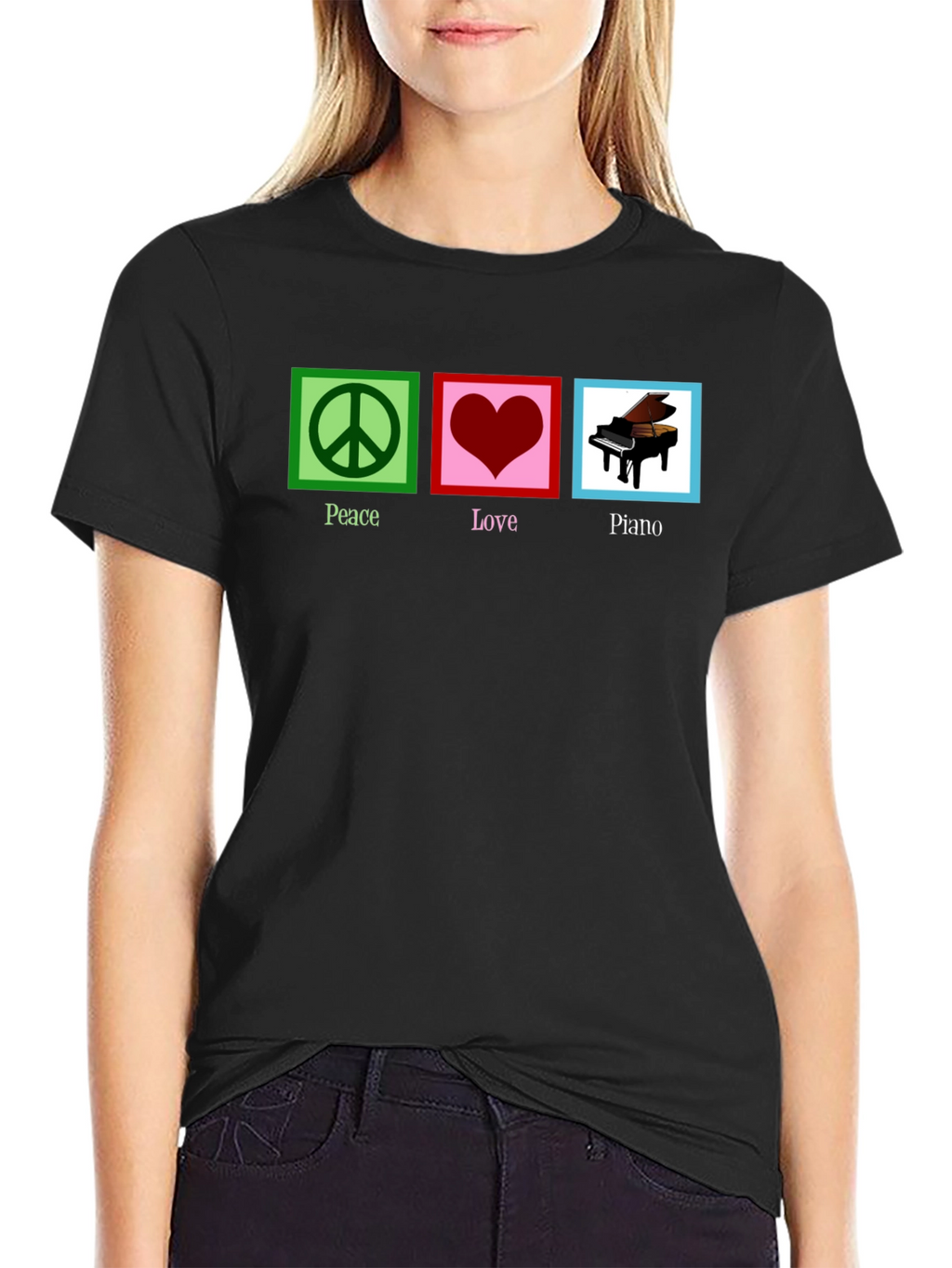 Peace Love Piano Graphic T-Shirt