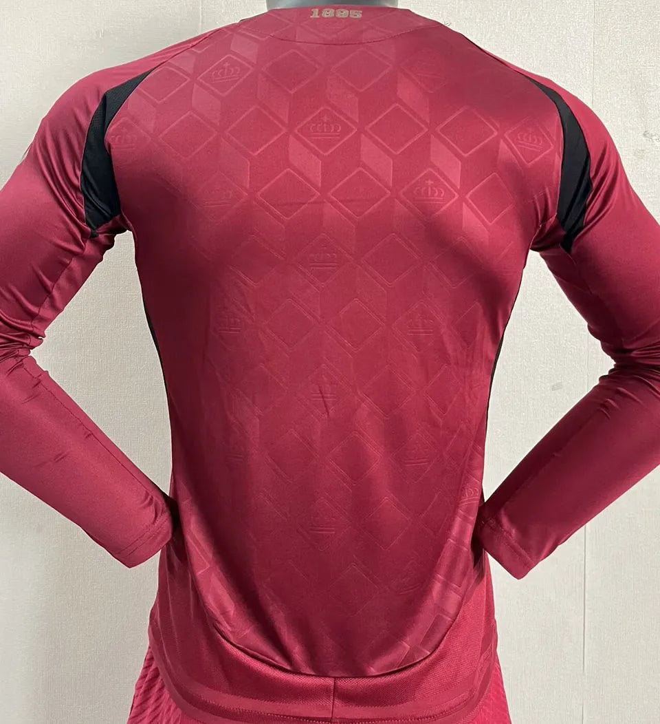 2024/25 Belgium Home Player Version Long Sleeve Jersey Back
