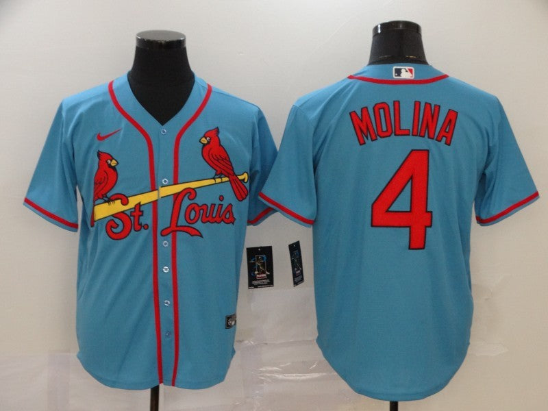 Men's St. Louis Cardinals #4 Yadier Molina Majestic Horizon Blue Jerseys