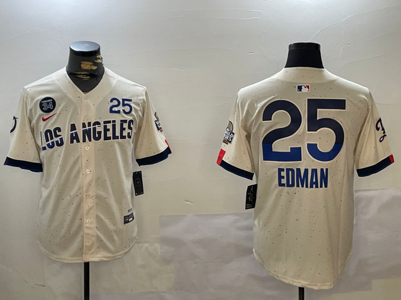 Men's Los Angeles Dodgers Tommy Edman #25 Cream 2024 City Connect Limited Player Jerseys