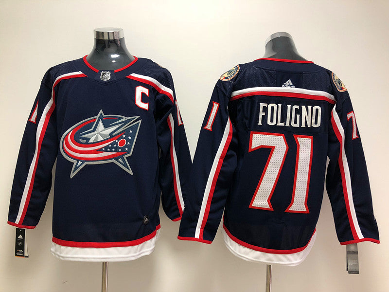 Men's Columbus Blue Jackets Nick Foligno #71 Navy Home Breakaway Player Jerseys