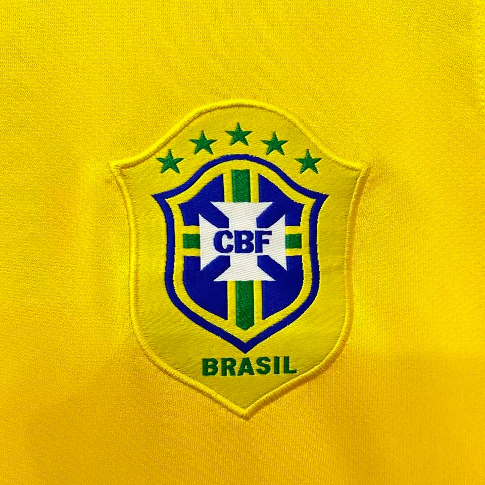 2006 Brazil Home Yellow Retro Soccer Jersey Detail 3
