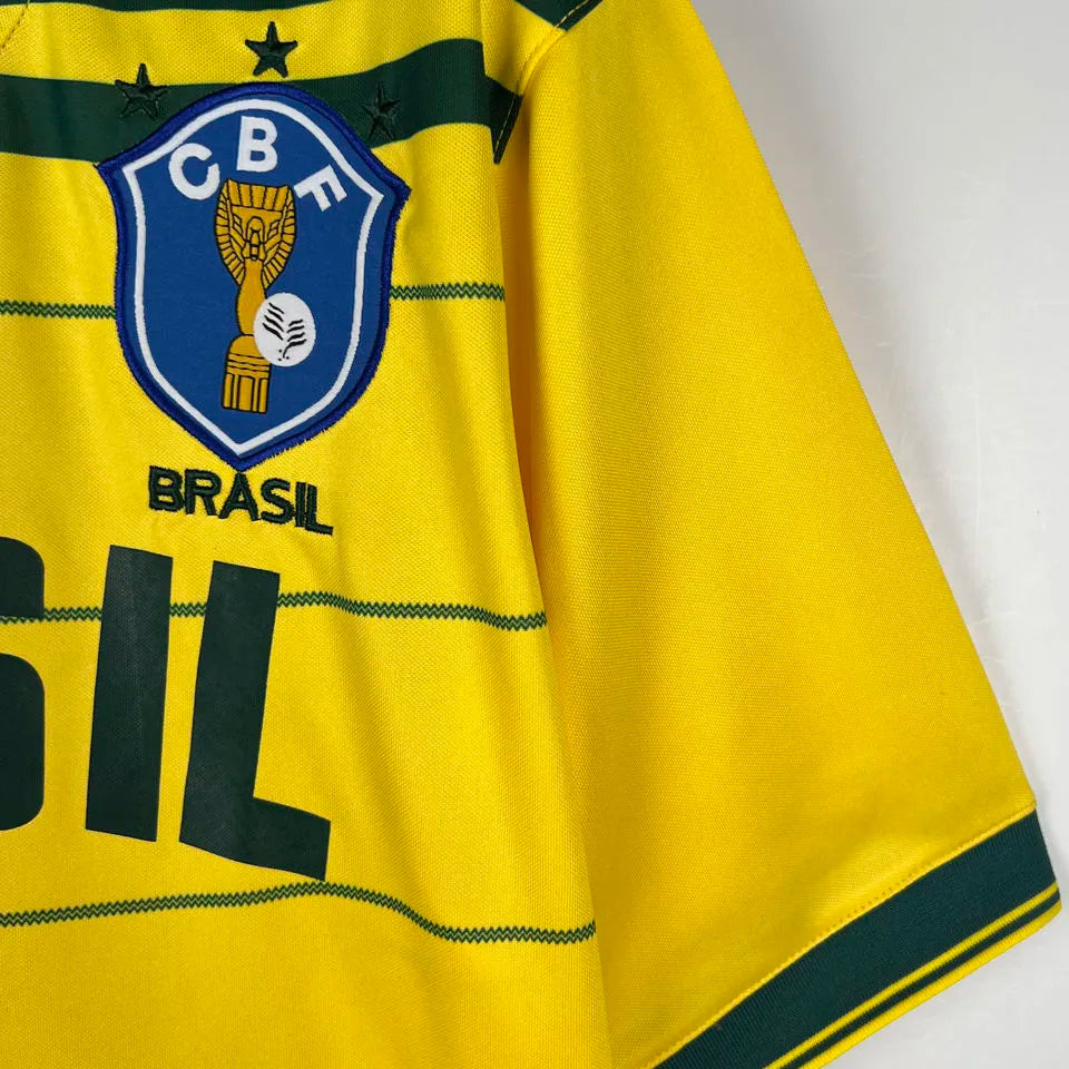 1984 Brazil Home Yellow Retro Soccer Jersey Detail 4