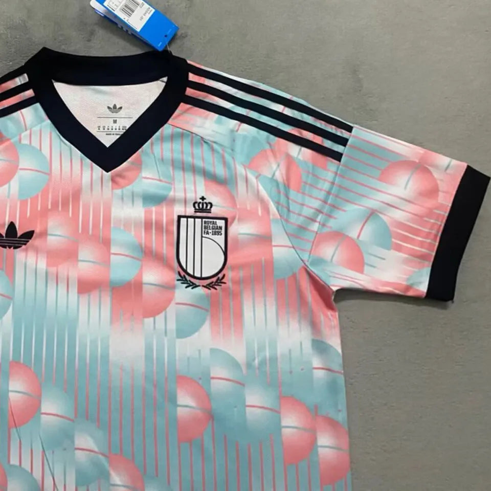 2026/27 Belgium Away Fans Soccer Jersey (Have Right Patch 有右臂章 黑底白字） Detail 3
