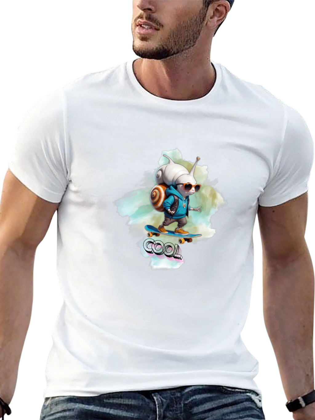 Cool Snail Skateboard T-Shirt - Black Cotton Tee