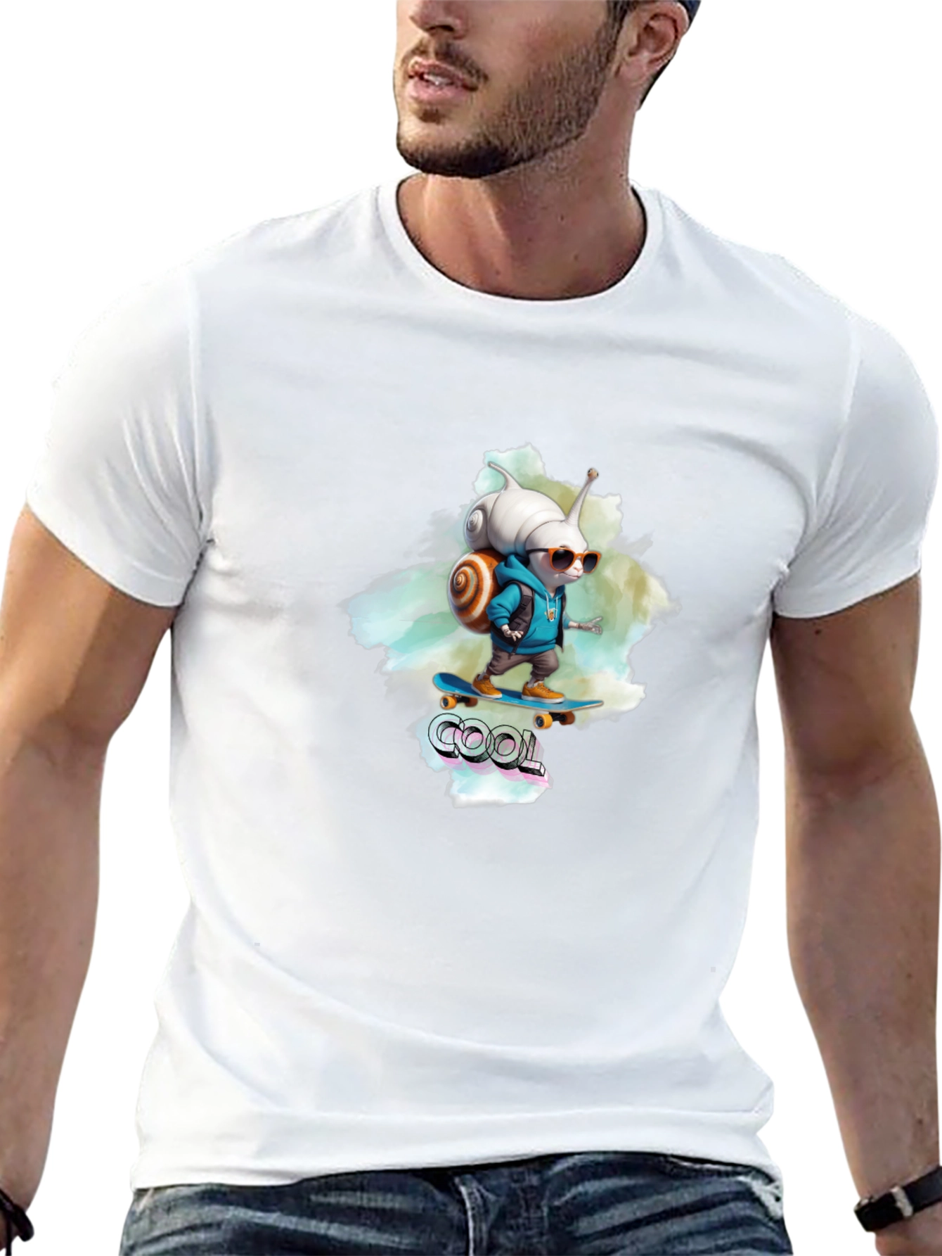 Cool Snail Skateboard T-Shirt - Black Cotton Tee