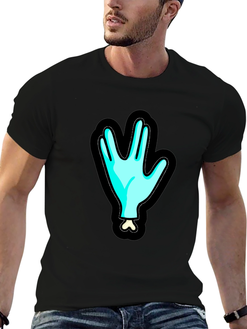 Spooky Sci-Fi Hand Graphic Black T-Shirt