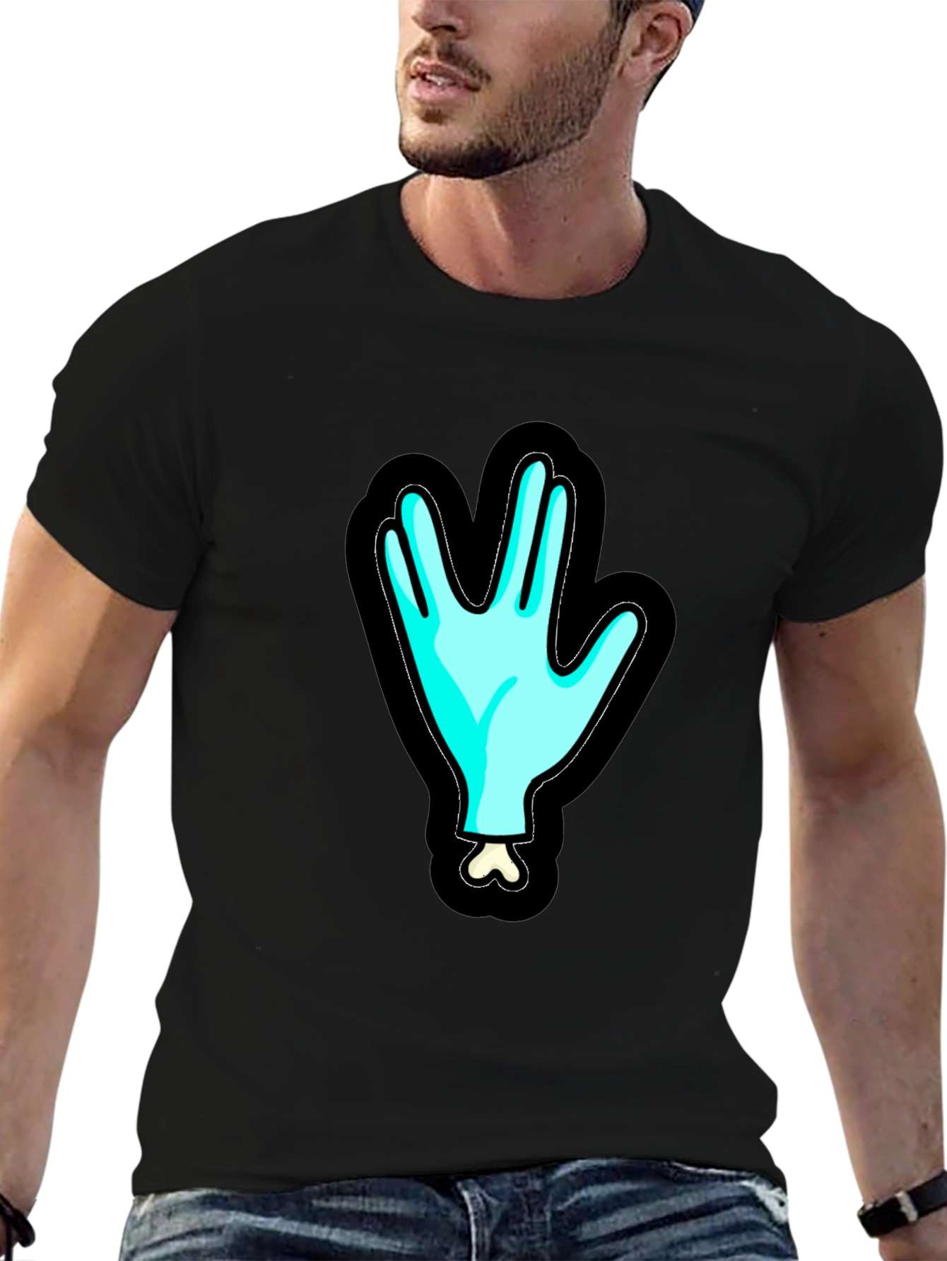 Spooky Sci-Fi Hand Graphic Black T-Shirt