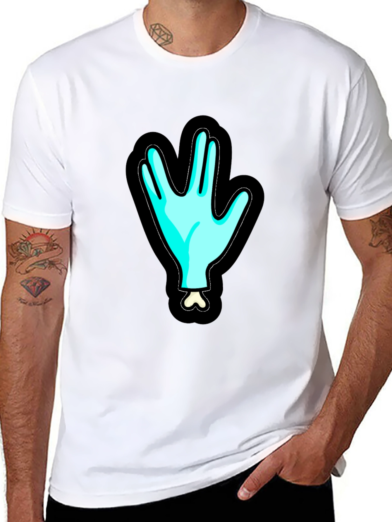 Spooky Sci-Fi Hand Graphic Black T-Shirt