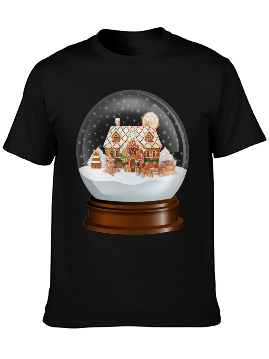 Christmas Gingerbread House Snow Globe T-Shirt