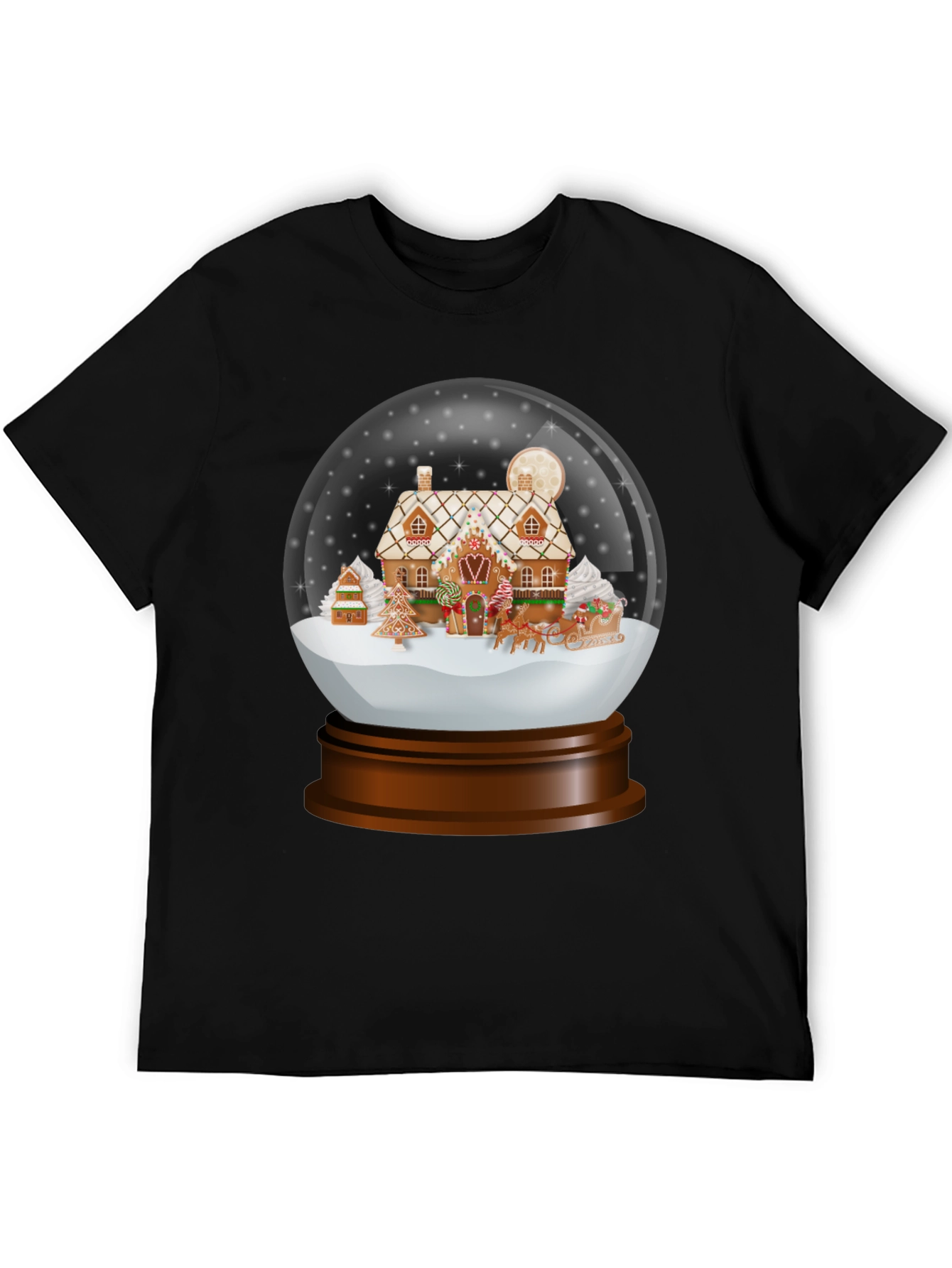 Christmas Gingerbread House Snow Globe T-Shirt